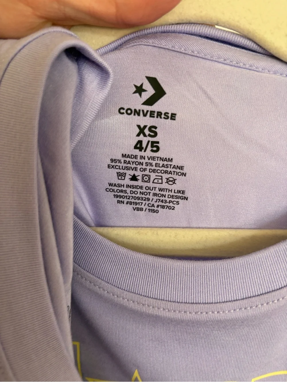 XS (4/5) girls Lavender 'All Star' Graphic Tee converse high tops